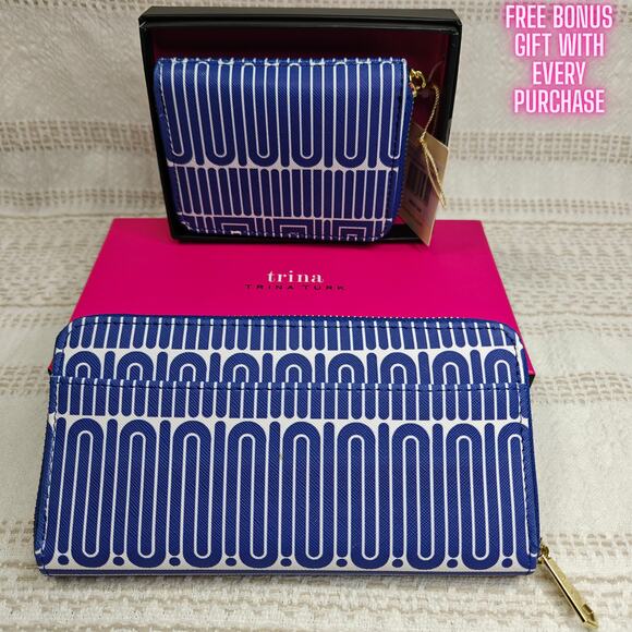 Trina Turk Royal Blue & White 2-Piece Wallet Gift Set – Brand New in Box - Picture 1 of 4